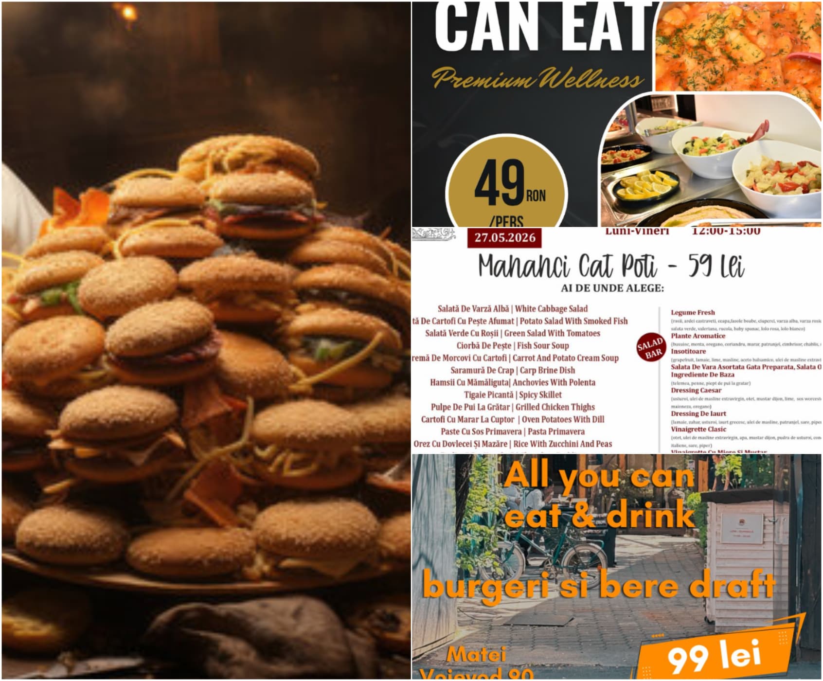 Cât costă să mănânci la un local „all you can eat” în București? Restaurantele unde nimeni nu se uită în farfuria ta